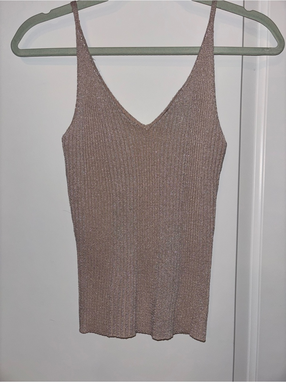 Forever 21 Shimmery Taupe Ribbed V-Neck Cami
